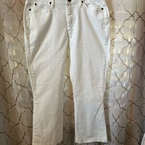 Lee Platinum Label Women's White Bootleg Denim Jeans Comfort Waistband Size 12S